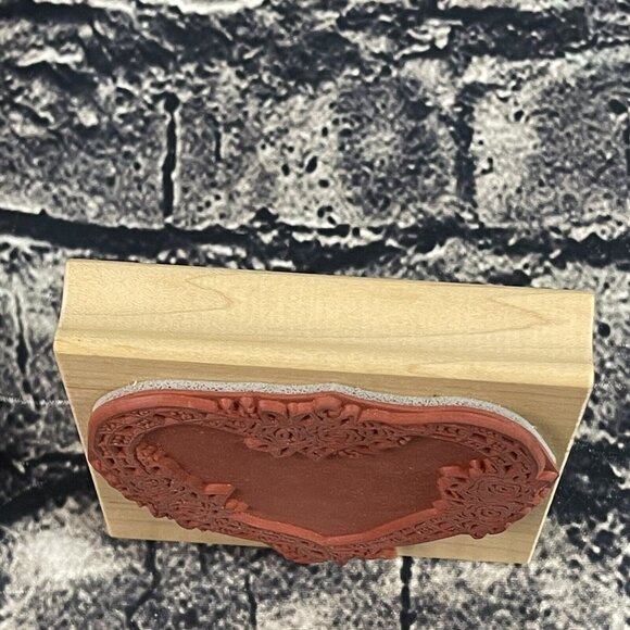 Great Impressions Rubber Stamps K27 HEART RIBBON WREATH ROSE ROSES FLOWERS - Picture 4 of 6